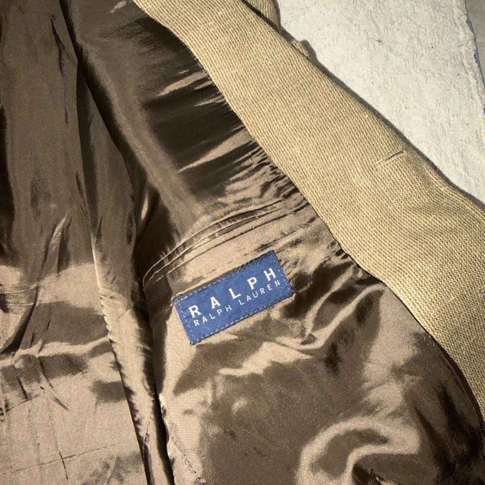 VTG Ralph Lauren Glen Plaid Blazer 42 T Silk Wool And Linen Blend Light Weight - Picture 6 of 11